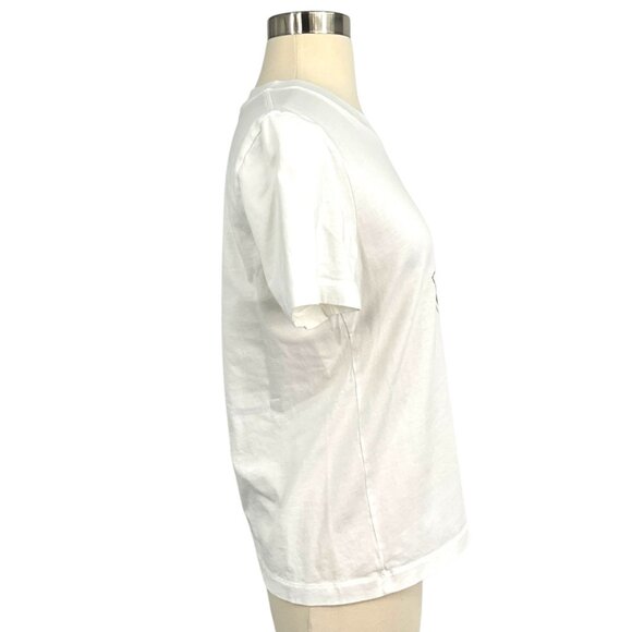 Moncler Rhinestone Logo T-Shirt White Silver Short Sleeve Size L Large Crew Neck - Picture 5 of 14